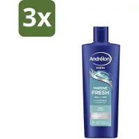 Andrélon 3 x – Shampoo – Marine Fresh Men – 400 ml - Manen Shampoo - Vet Haar Reinigen - Stylingresten Verwijderen - Zeezout Shampoo - Aqua Citroen Geur