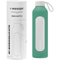 Wessper Glazen Motivatiefles 1000ml – Duurzame Waterfles in LAGOON