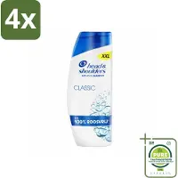 Head & shoulders – Shampoo – Classic – 625 ml - Voordeelverpakking - 4 stuks - Anti-roos shampoo - Roosvrij haar