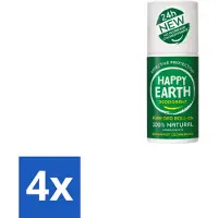 Happy Earth – Deodorant Roll-On – 100% Natuurlijk Bergamot Cedarwood – 75 ml - Voordeelverpakking - 4 stuks