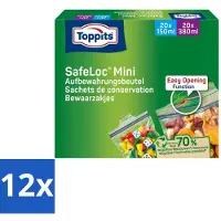 Toppits – Safeloc Mini Zip-Zakjes – 40 Zakjes - Voordeelverpakking - 12 stuks