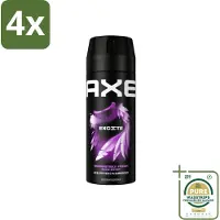 Axe - Deodorant Bodyspray - 48hrs Fresh - Excite - Crisp Coconut & Black Pepper - 150 ml - Voordeelverpakking - 4 stuks - Excite - Kokosnoot
