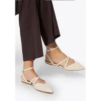WITTCHEN Dames Leren Ballerina's met Metallic Accenten, Beige, Natuurlijk Leer