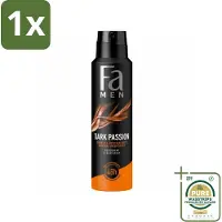 Fa 1 x – Deodorant Spray – Men Dark Passion – 150 ml- Deodorant Spray Mannen - Geur Mannen - Zweetvermindering - Geur Spray - Intense Geur