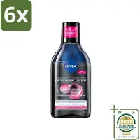 Nivea – Micellair Reinigingswater – Waterproof Expert – 400 ml - Voordeelverpakking - 6 stuks - Micellair water - Huid reinigen