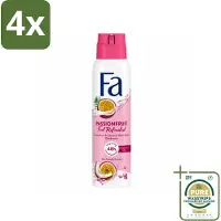Fa – Deodorant Spray – Passion Fruit – 150 ml - Voordeelverpakking - 4 stuks - Zweetbestendig - Fris