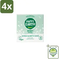 Happy Earth – Wash & Bath Bar – 100% Natuurlijk Baby & Kids – 50 g - Voordeelverpakking - 4 stuks - Baby wasbar - Kind badbar