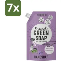 Marcel's Green Soap Marcel’s Green Soap – Handzeep Navulling – Lavendel & Rozemarijn – 500 ml - Bulkverpakking - 7 stuks