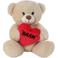 Take Me Home knuffelbeertje met hartje - Pluche beer bruin - 21 cm - 0+ mnd