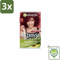 Garnier 3 x - Nutrisse Ultra Color 5.62 - Haarkleuring - Levendig Rood - Voedend - Permanente Kleur - Grootverpakking - Haarkleuring - Permanente Kleur - Rood Haar - Levendige Kleur - Grijsdekking