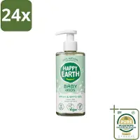 Happy Earth – Was & Badgel – Zeepvrij Baby & Kids – 300 ml - Voordeelverpakking - 24 stuks - Babywasgel - Natuurlijke wasgel