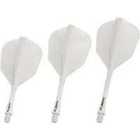 Winmau Darts Fusion Integrated Flight & Shaft System - No.6 Shape & Design - White Colour, Intermediate Length