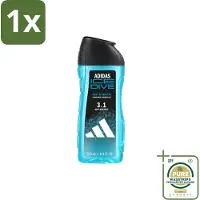 Adidas 1 x – Douchegel 3-in-1 – Ice Dive – 250 ml- Douchegel 3-in-1 - Frisse Douchegel - Menthol Douchegel - Zeezout Douchegel - Sport Douchegel