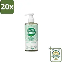 Happy Earth 20 x – Was & Badgel – Zeepvrij Baby & Kids – 300 ml - Grootverpakking - Baby Wasgel - Zeepvrij Baby Wasgel - Huidverzachter - Allergeen Wasgel - 2-in-1 Wasgel