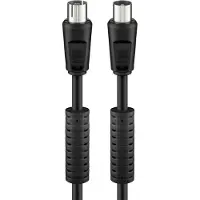 Goobay Antennekabel met ferriet (80 dB), dubbel afgeschermd, coax-stekker > coax-contrastekker (volledig afgeschermd)
