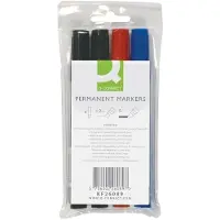 Q-CONNECT permanente marker, 2-5 mm, schuine punt, geassorteerde kleuren, etui van 4 stuks