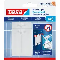 TESA Zelfklevende tegelhaak - - 77766-00002-00 - Houdt 4 kg (8 kg bij 2) - Verwijderbaar zonder sporen - Wit