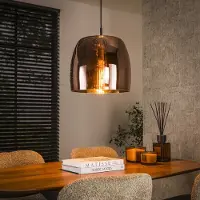 Dimehouse Hanglamp Dain 1-lichts koperkleurig glas