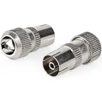 Nedis IEC (Coax) Connector - Recht - Female - Vernikkeld - 75 Ohm - Schroef - Diameter kabelinvoer: 7.0 mm - Metaal - Zilver - 2 Stuks - Doos