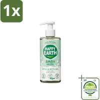 Happy Earth 1 x – Was & Badgel – Zeepvrij Baby & Kids – 300 ml - Wasgel - Huidverzachter - Babywasgel - Natuurlijke Wasgel - Allergeenvrije Wasgel