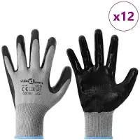 vidaXL Werkhandschoenen 12 st Grijs en Zwart 9 / l Polyester