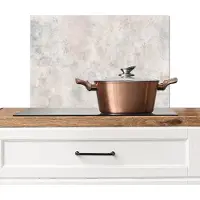KitchenYeah Spatscherm keuken 70x50 cm - Kookplaat achterwand Beton - Grijs - Wit - Muurbeschermer - Spatwand fornuis - Hoogwaardig aluminium
