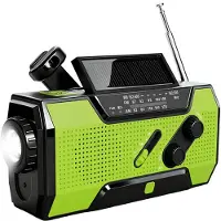 Brixy Noodradio - Radio Met Accu Batterij Voor Noodsituaties - 5000 MAH - Opwindbaar - Solar - Zaklamp - Powerbank - Groen