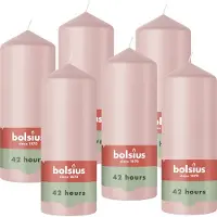 Bolsius - Gladde Stompkaarsen - Roze - 6 stuks - 15cm - 42 Branduren