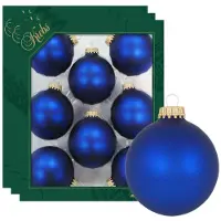 Krebs Kerstballen - 24x st - kobalt blauw - mat - glas - 7 cm - kerstversiering - kerstdecoratie