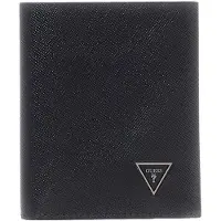 GUESS Leren kaarthoes Milano Card Wallet Black zwart