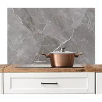 KitchenYeah Spatscherm keuken 100x65 cm - Kookplaat achterwand Marmer - Grijs - Muurbeschermer - Spatwand fornuis - Hoogwaardig aluminium
