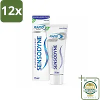 Sensodyne - Tandpasta - Rapid Relief Whitening - Snelle Gevoeligheidsverlichting - 75 ml - Voordeelverpakking - 12 stuks - Snelle verlichting - Tandbleaching