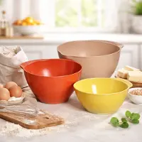 Redhart Beslagkommen 3 maten - Taupe / Oranje / Geel - Kunststof - ⌀ 17,5 / ⌀ 20 / ⌀ 22,5 cm - 3 Stuks - Mengkommen - Kom - Koken - Bakken