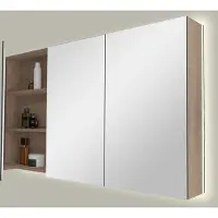Storke Reflecta spiegelkast 130 x 75 cm ruwe eik met spiegelverlichting