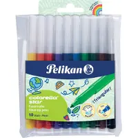 Pelikan 985663 viltstift Fijn Zwart, Blauw, Bruin, Groen, Lichtblauw, Lichtgroen, Oranje, Rood, Violet, Geel
