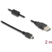 DeLOCK USB Mini B naar USB-A kabel met ferriet kern - USB2.0 - tot 2A / zwart - 2 meter