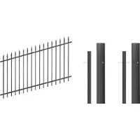 Alberts 511548 compleet hekwerkset verst., voor inbetonneren, mat zwart, hoogte 100 cm, lengte 6 m
