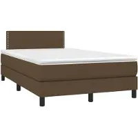 vidaXL Boxspring met matras stof donkerbruin 120x200 cm