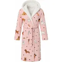 Badrock Dames badjas honden - fleece badjas met capuchon - ultra zacht en warm - cadeau - honden badjas voor dames - maat S/M