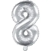 Party Deco Folieballon Cijfer 8 (35 cm) - Zilver