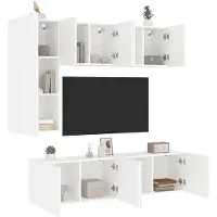 vidaXL 5-delige Tv-meubelset bewerkt hout wit