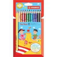 Stabilo Trio Thick - Driekantige Kleurpotloden Met Extra Dikke Kern 4,2 mm - Etui Met 12 Kleuren