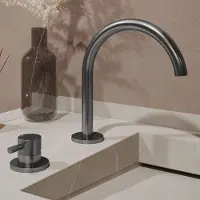 Saniclear Bond Curved wastafelkraan 2-gats met Coldstart verouderd ijzer - gunmetal