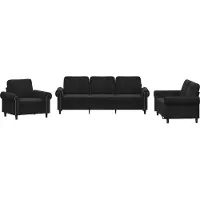 vidaXL 3-delige Loungeset met kussens fluweel zwart