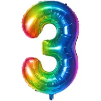 Avec CIJFER BALLON 3 MULITCOLOR 86CM - NUMMER BALLON 3 - VERJAARDAG BALLON 3