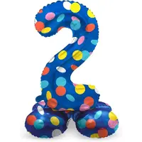 Folat - Staande folieballon Cijfer 2 Colorful Dots - 41 cm
