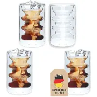 Intirilife 4x Dubbelwandig thermoglas - stijl met groeven - 190 ml inhoud - Mondgeblazen geïsoleerd voor latte macchiato, als theeglas of koffieglas met handvat
