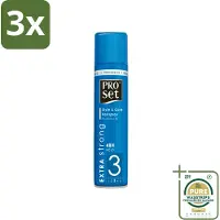 Proset 3 x Haarspray Extra Sterk 300 ml - Grootverpakking - Haarspray - 48 Uur Fixatie - Extra Sterk - ProVitamine B5 - Langdurige Fixatie