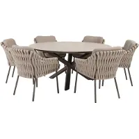 4 Seasons Outdoor Prado Montera dining tuinset 160xH75 cm rond 7 delig keramiek terre