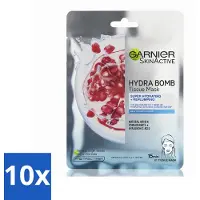 Garnier - SkinActive - Hydra Bomb Sheet Mask - Granaatappel - Gezichtsmasker - 1 Gezichtsreinigingsmiddel - Bulkverpakking - 10 stuks